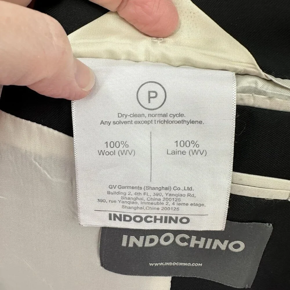 INDOCHINO jacket blazer sport coat black 42L classic wool business two button